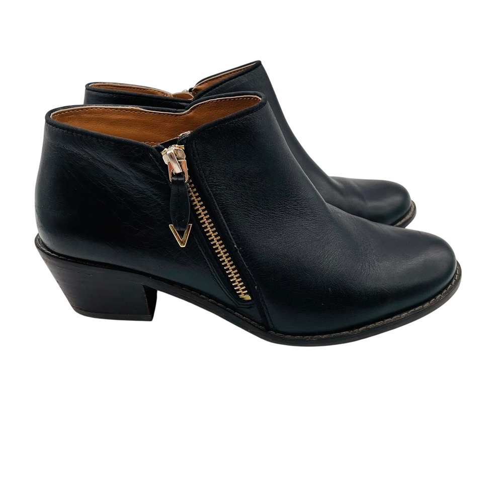 Vionic Jolene Ankle Boot Black Leather Side Zip Women Size 7 Orthotic Classic